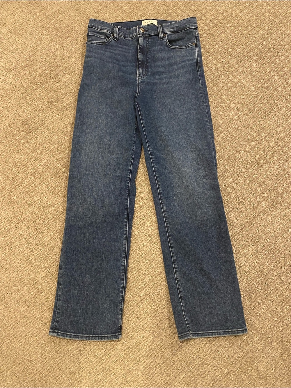 Frame Le Sleek Straight Denim Women's Straight Jeans in Medium Blue Wash